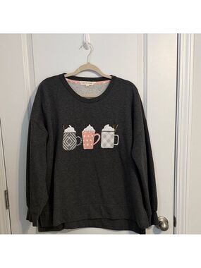 Cactus & Pearl Coffee Mug Graphic Sweatshirt XL